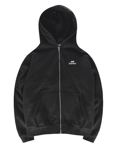 Bareen - Logo Oversized Zip Hoodie - Black